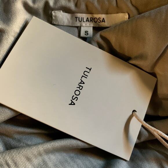 Tularosa Dusty Blue Wrap Top Bodysuit SMALL Pirate Sleeves Pleated Boho $158 NEW - Picture 7 of 7